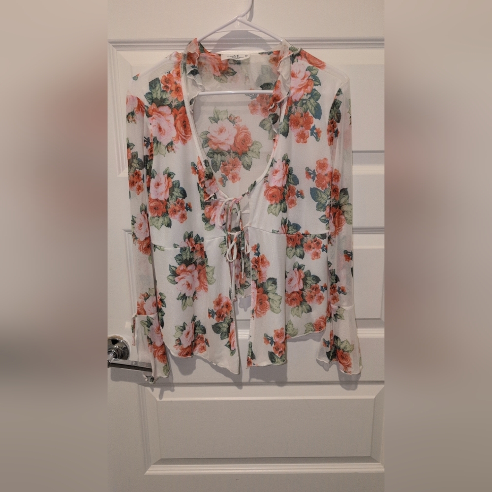 Floral White and Pink Women's Top